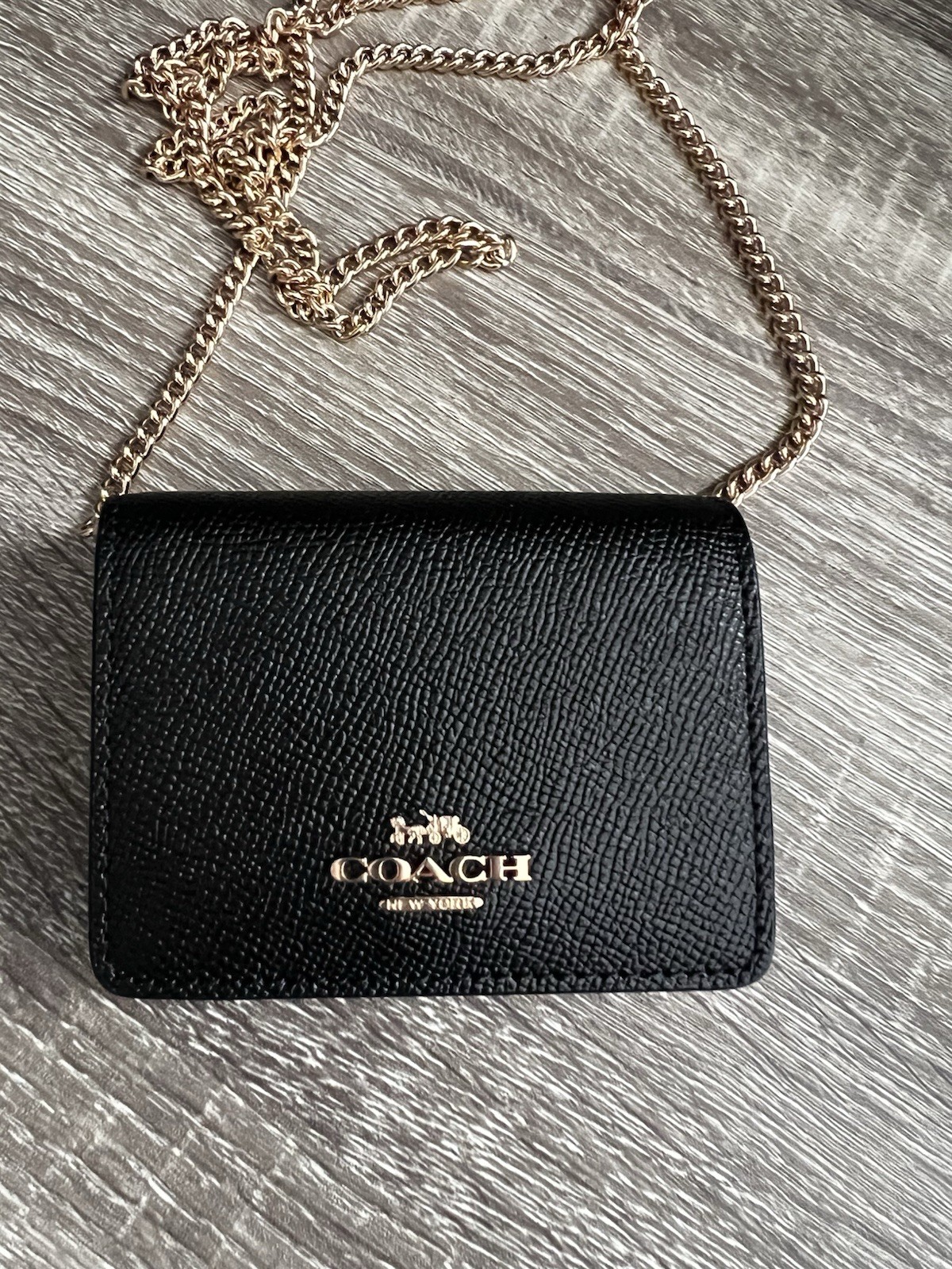 Coach Mini Leather Wallet On a Chain – Black (C0059)