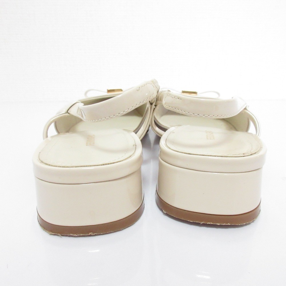 Ferragamo patent leather pumps, size 6 (approx. 9.3 inches), white. Women USED