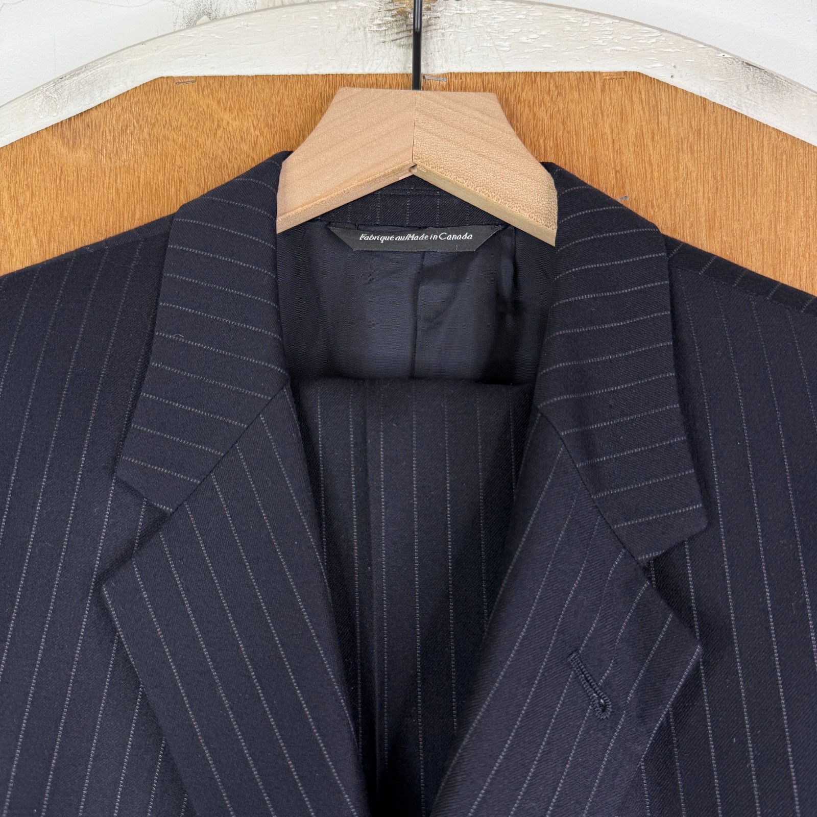 Coppley Suit Mens 42L Navy Blue Pinstripe 3 Button Ermenegildo Zegna Cloth 36×30