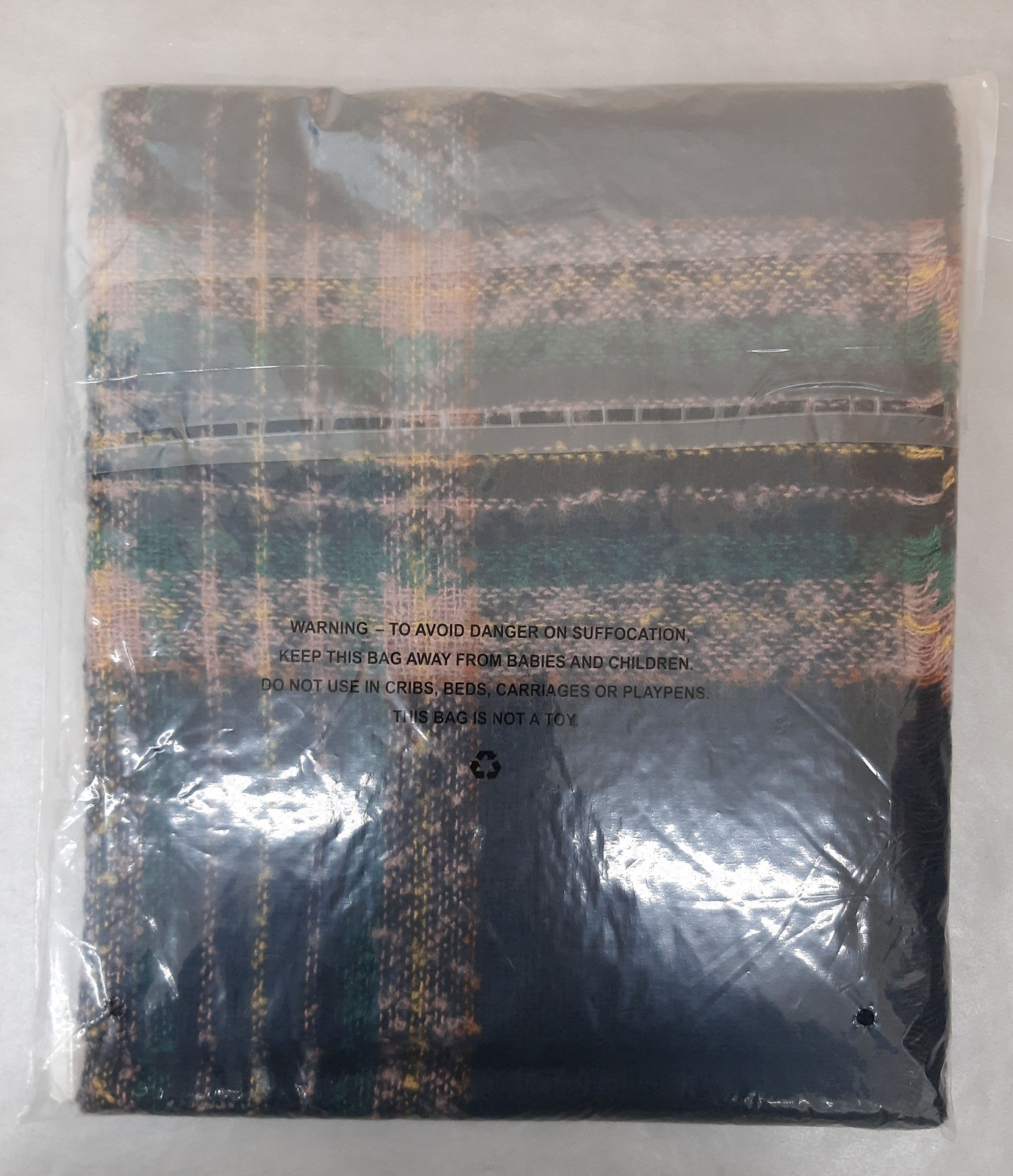J. Jill Womens Scarf Navy Multicolor Plaid Rectangular O/S 251791 CUE1SZ 2210
