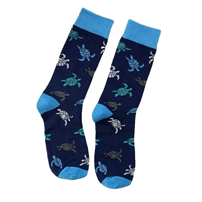 TURTLES Mens Navy Blue Reptiles Fun Novelty Socks | One Size UK 6-11 EU 40-46
