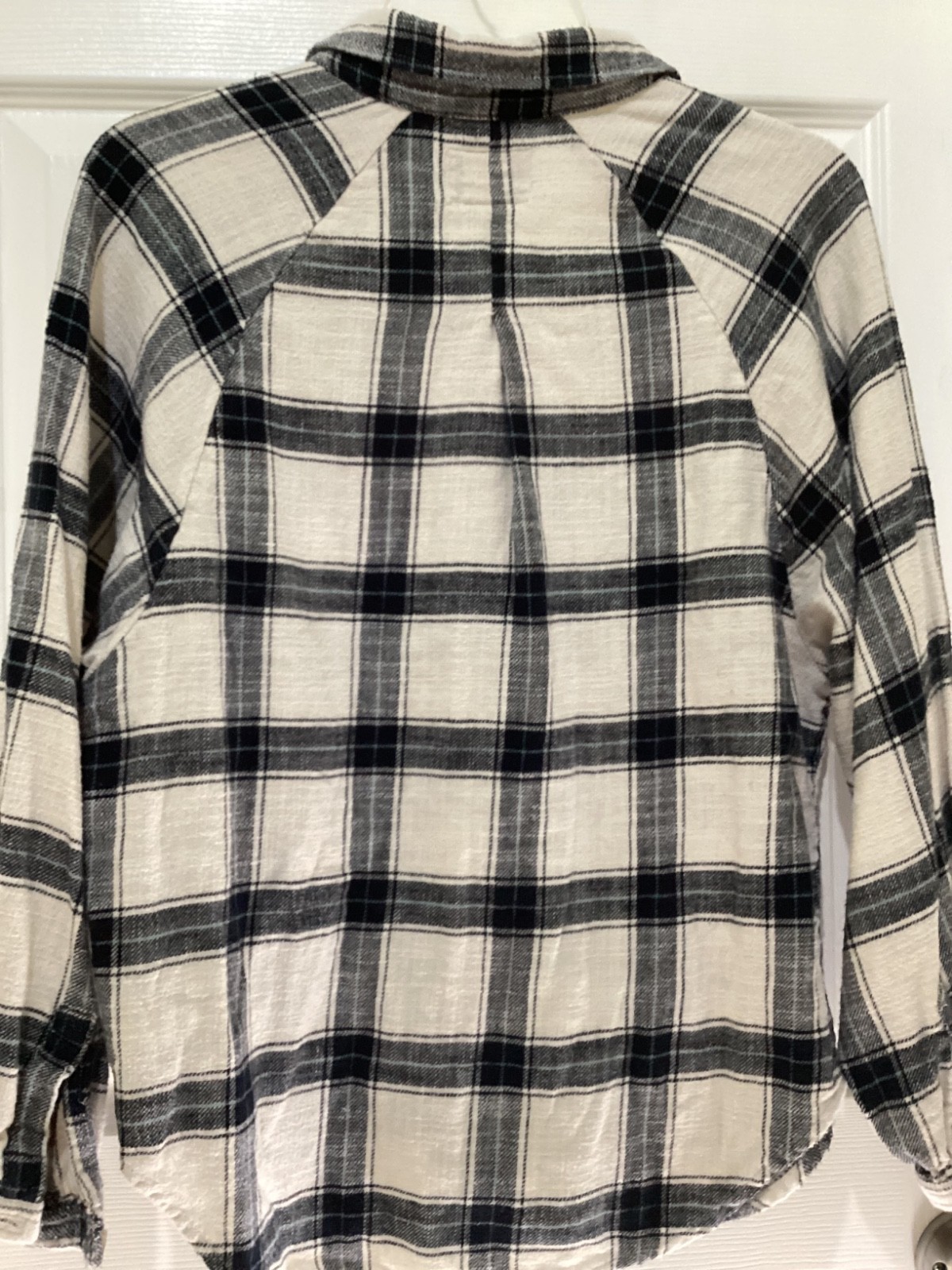 American Eagle Shirt Women Button Up Plaid Flannel Pheasant Sleeves~XS