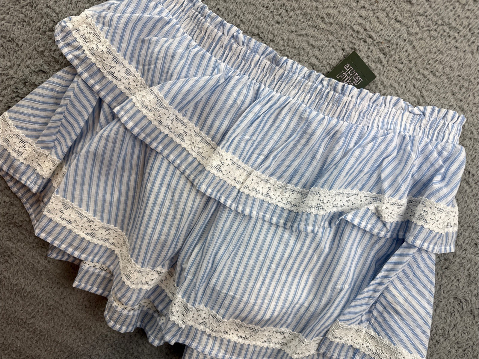 Wild Fable Womens Medium Light Blue Tiered Lace Trim Mini A-Line Skort