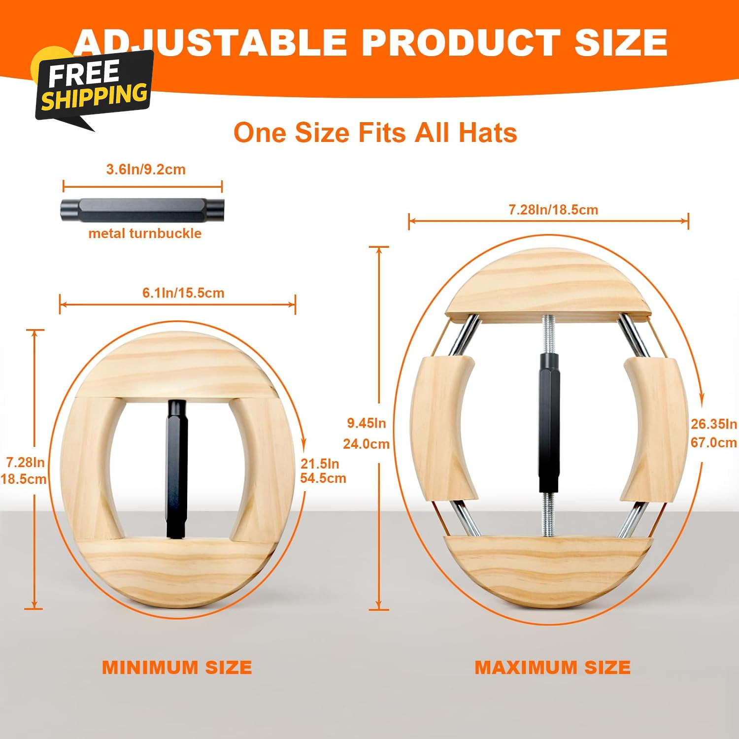 Hat Stretcher 4 Way, Hat Stretcher for Fitted Hats Size 6 7/8 to 8 1/2