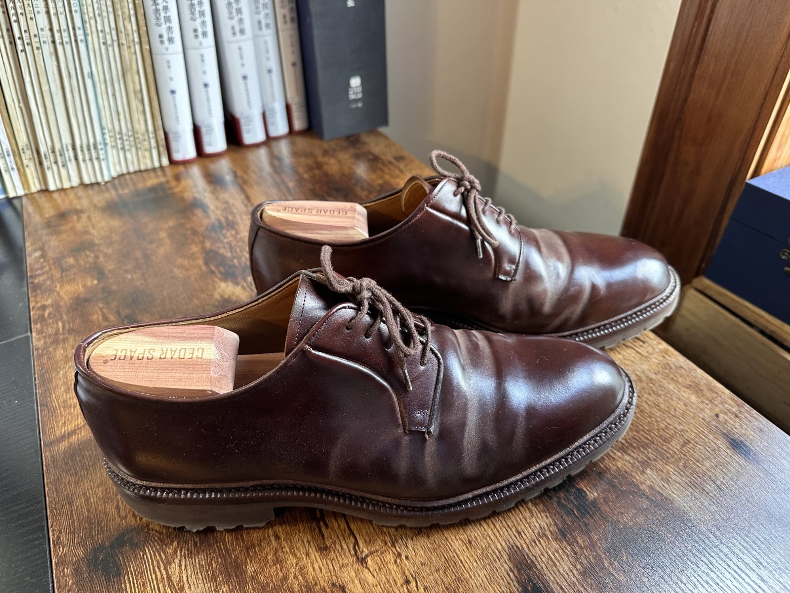 Meermin Derby Dress Shoe Heritage Shell Cordovan Brown – Rubber Sole – 7.5 UK