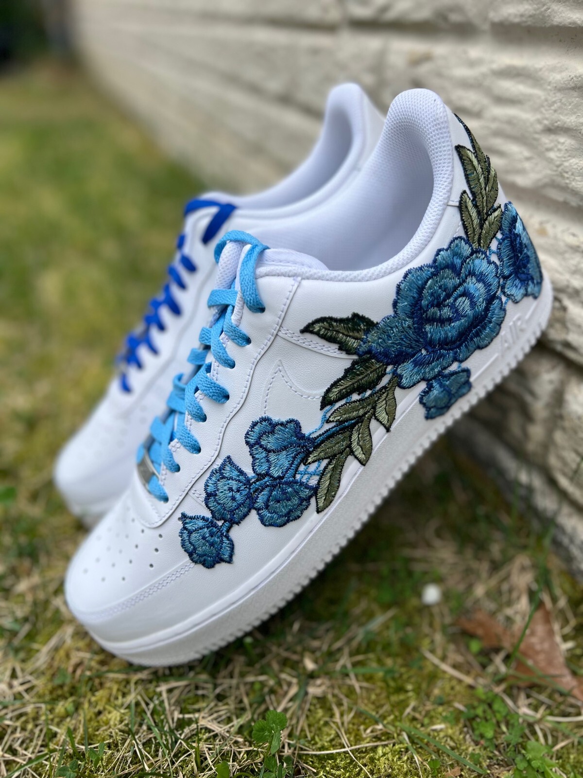 Air Force 1 Custom Rose ‘Blue Bloom’ Floral Shoes Mens 8 8.5 9 9.5 10 10.5 11 12