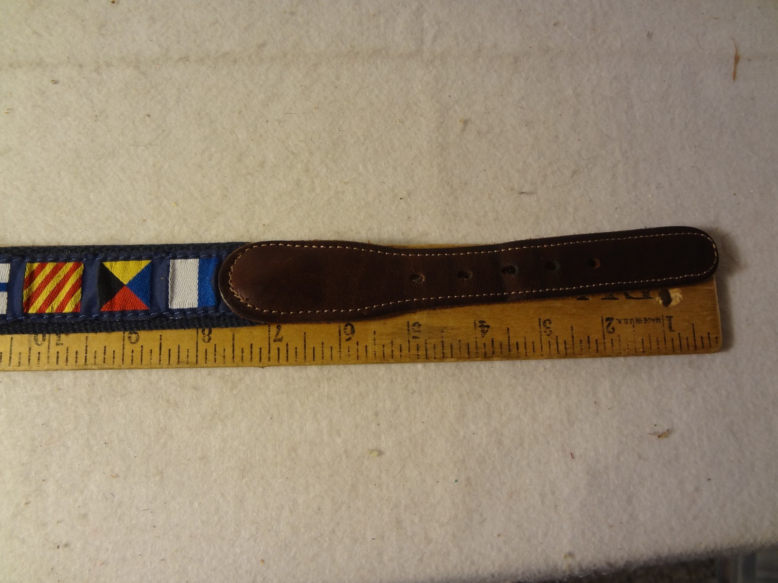 Vintage Preppy Belt with Flags by Preston Made In New England 35 1/2″ – 38 1/2″