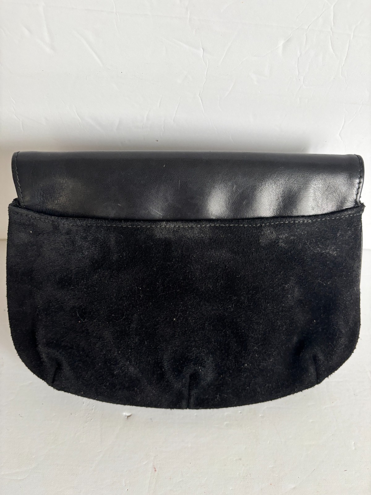 Vintage Gucci Black Suede Leather Clutch Enamel GG Logo Original Box