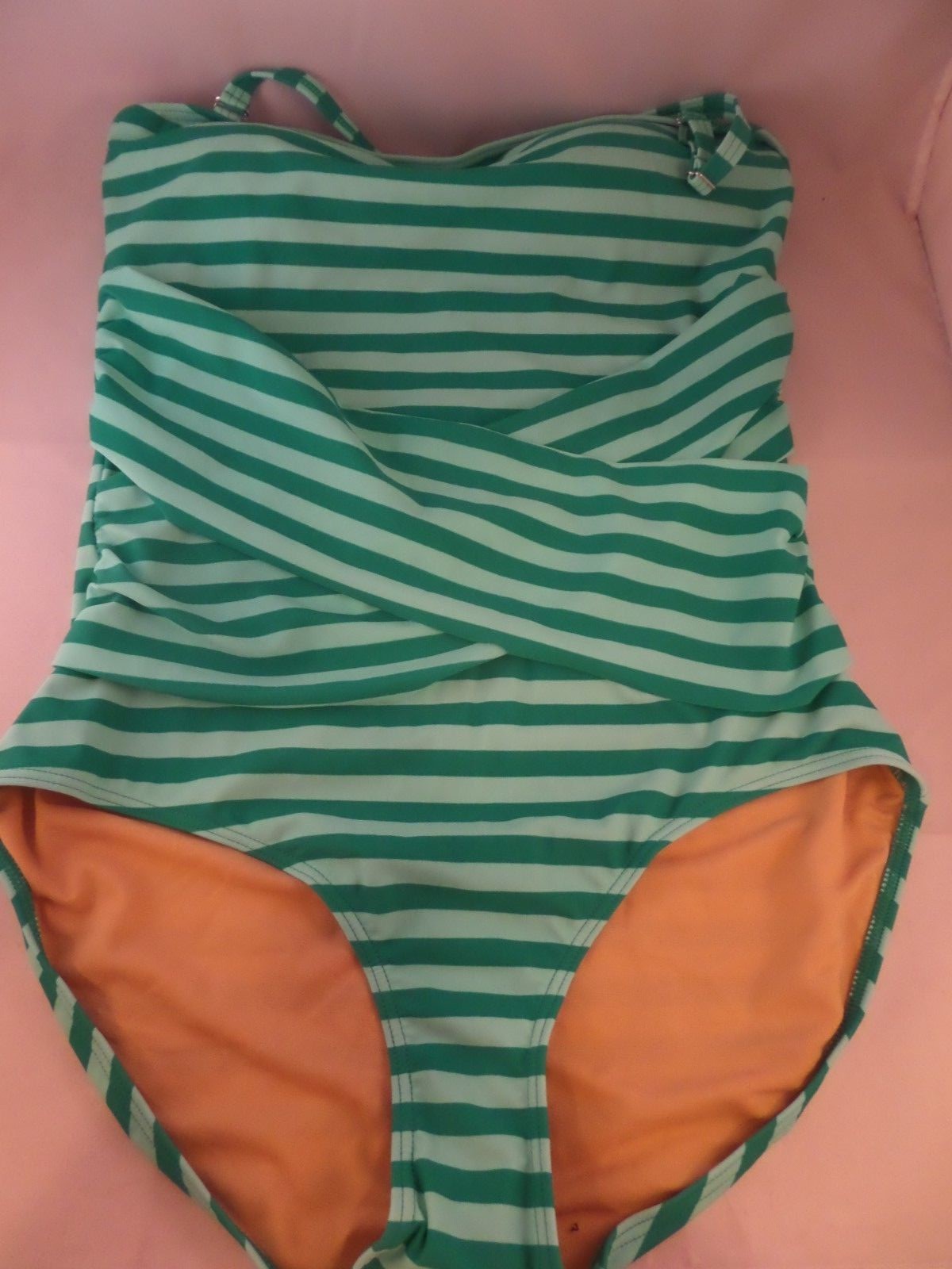 NWT Downeast Basics Cabana Stripe 1pc Spearmint Stripe Swimsuit sz XL