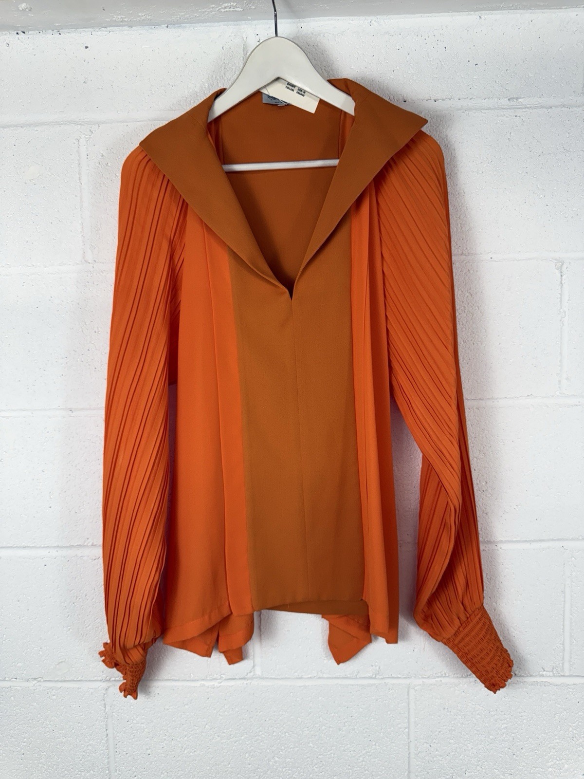Mia Mulier Milano Blouse Tunic Shirt Large Orange Oversized Top Italian N50