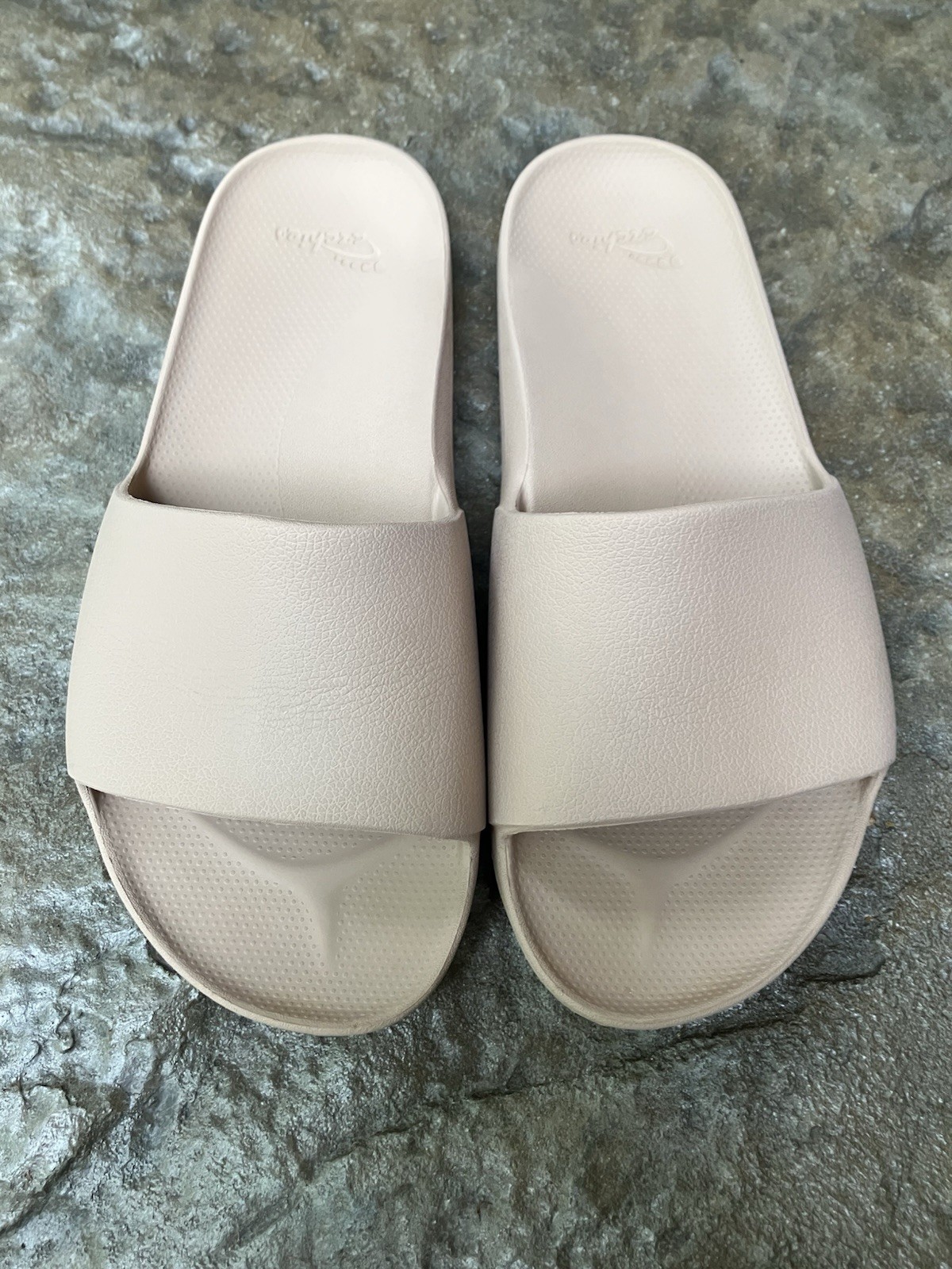 Archies Slide Sandals Womens 8 Tan Nude Comfort Slip On Orthotic Arch Pool Beach