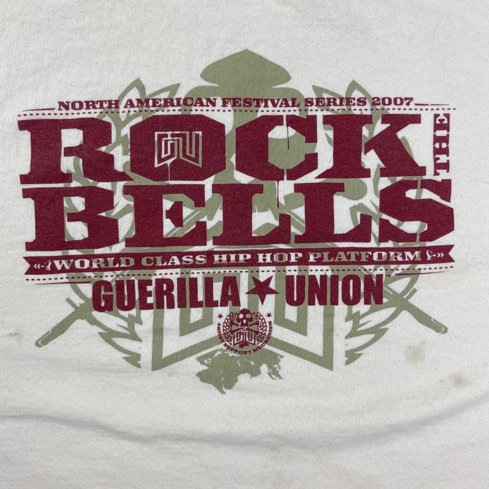 Rock The Bells T-Shirt Mens XL White 2007 Festival Hip Hop Guerilla Union