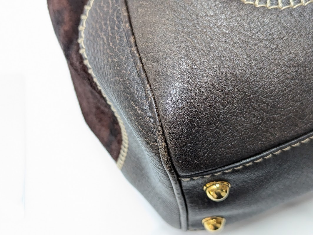 Gucci Pelham Horsebit Harako Shoulder Bag Dark Brown 223958 Women’s Auth
