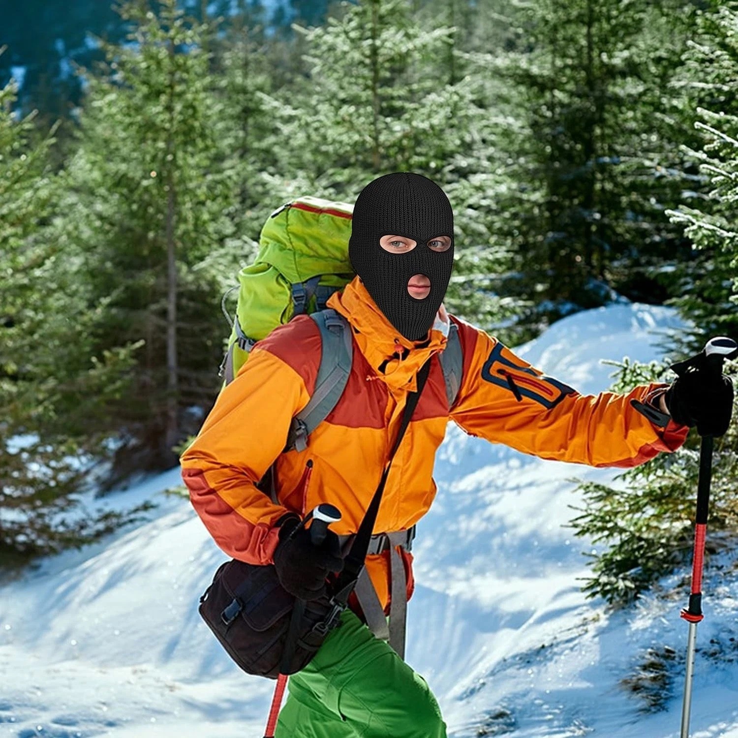 Winter Ski Mask 3 Hole Knitted Skull Balaclava Beanie Hat Men Outdoor Sports Cap