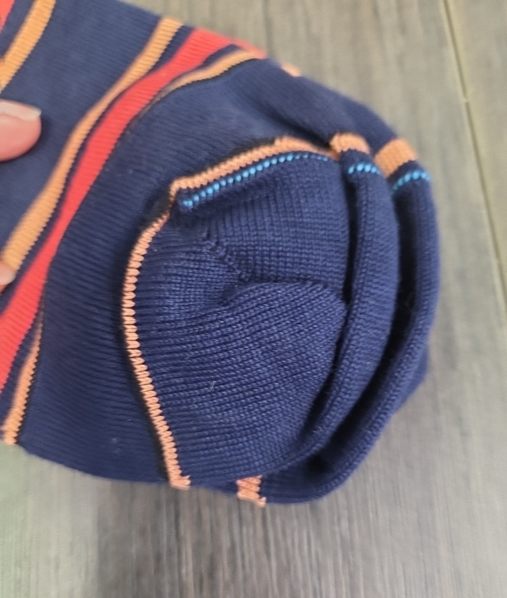 Boardroom Socks Men’s Mid Calf Style 3542 Peach Tomato Stripes on Navy NWT