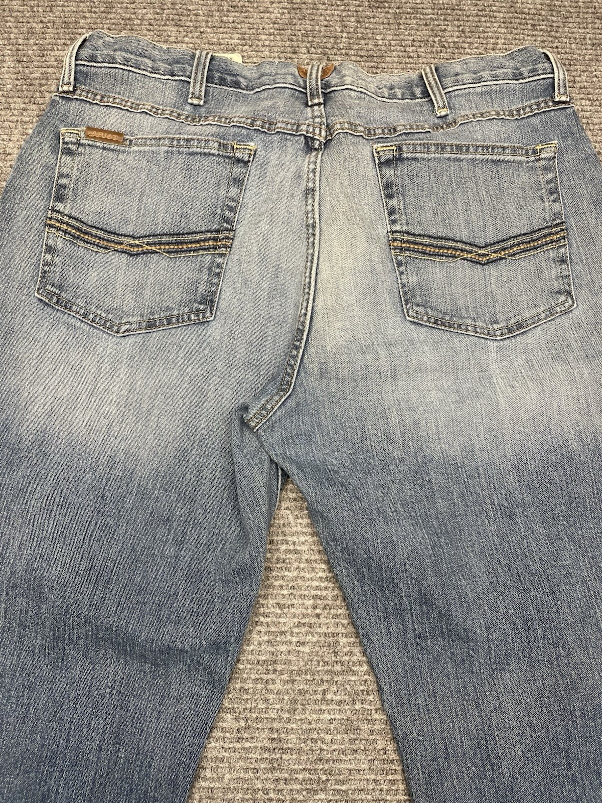 Ariat M4 Low Rise Boot Cut Jeans Mens 38×34(33.5) Blue Light Wash Relaxed Denim