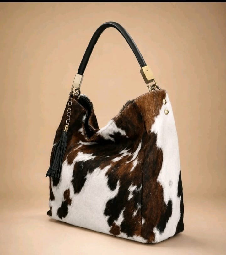 Genuine Cowhide Leather Hair-On Tote Bag | Handmade Western Shoulder Handbag