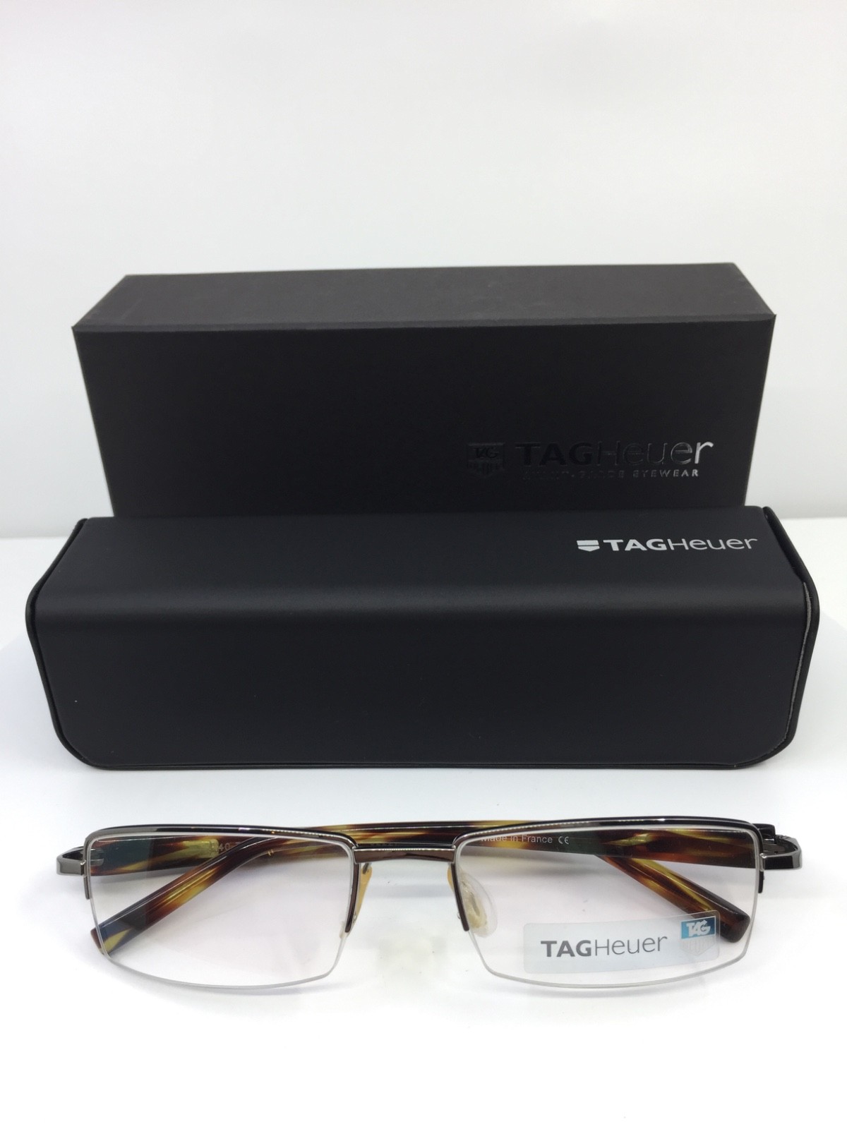 Tag Heuer Eyeglasses 8203 C. 002 Shiny Gunmetal & Tortoise Eyeglasses 53-18mm