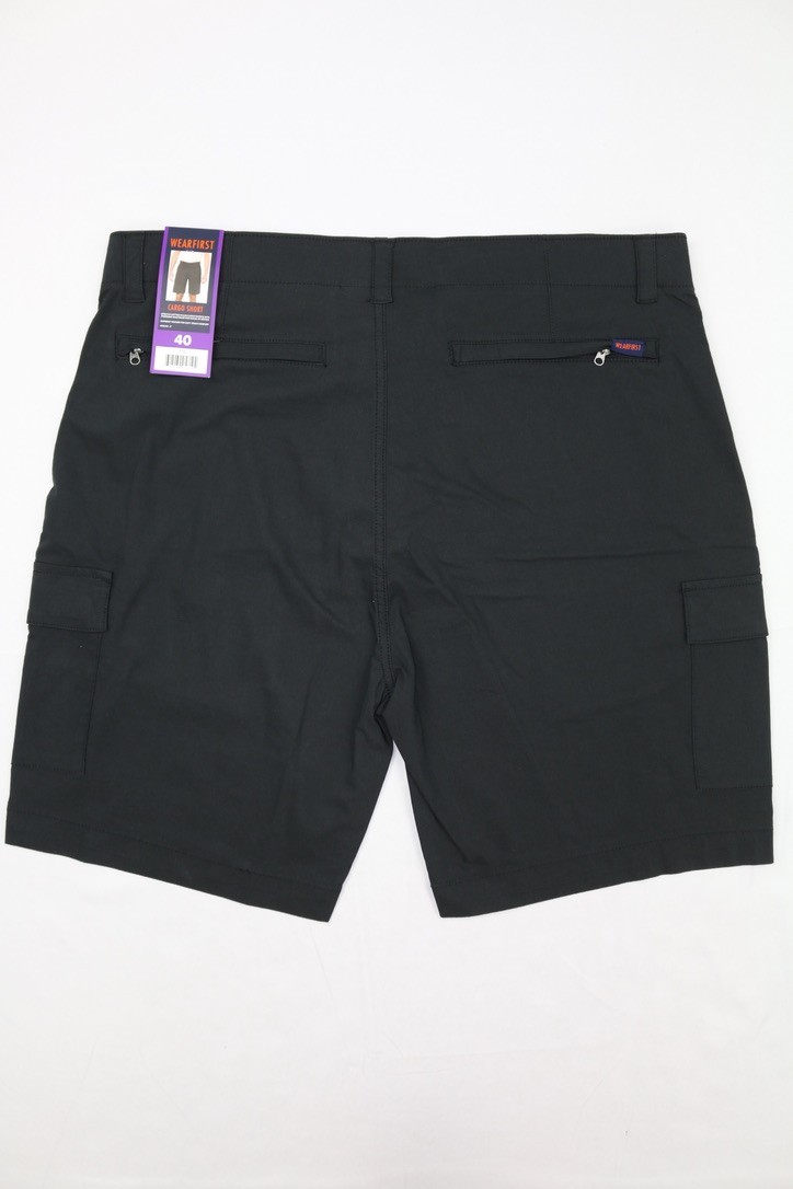 Wearfirst Mens Cargo Short Black Sz 2XL 9in Inseam Stretch Soft Touch Comfort