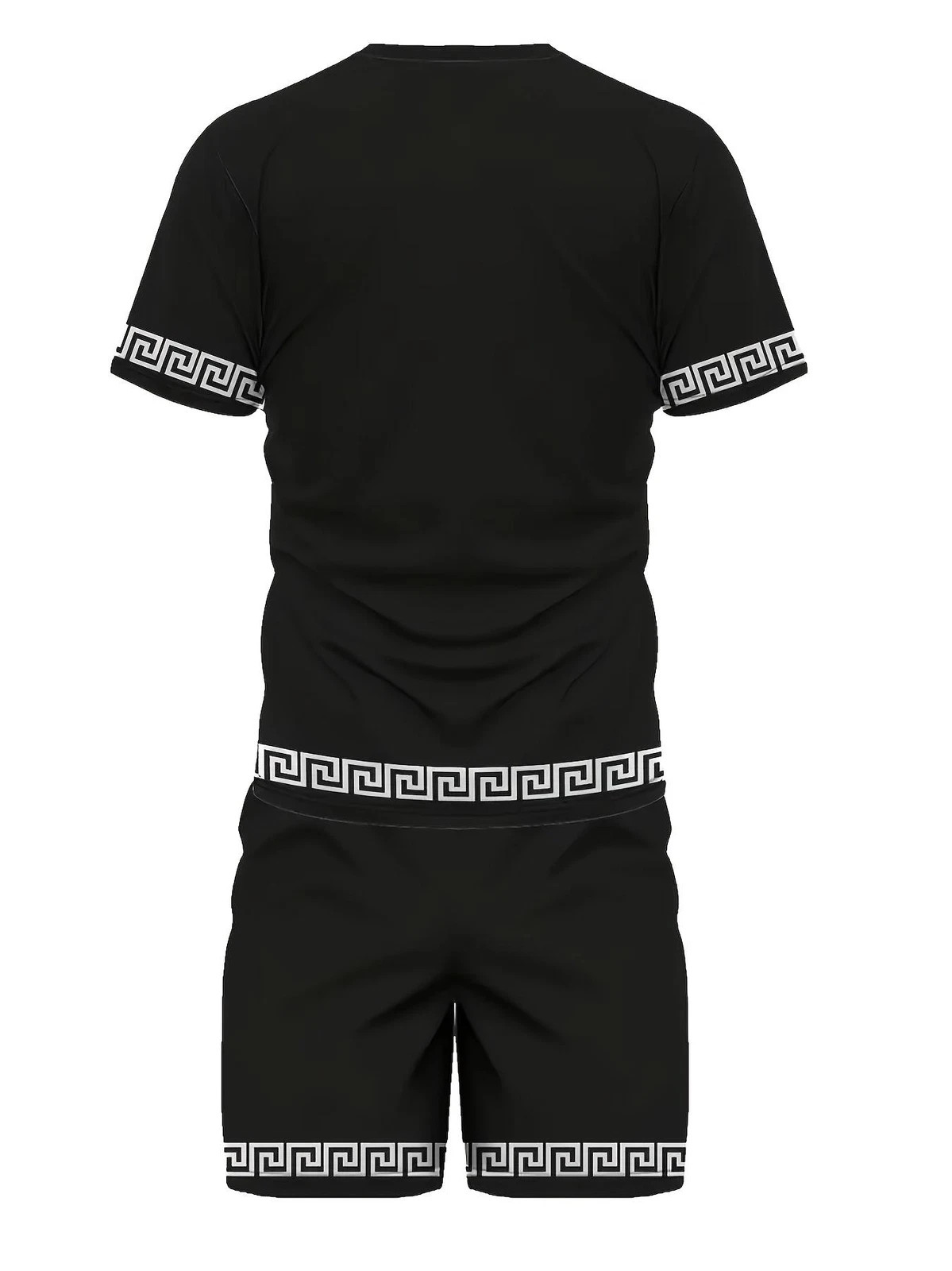 Men 2-Piece Set Summer Outfit Short Sleeve Sweatshirt T Shirts and Shorts Suits