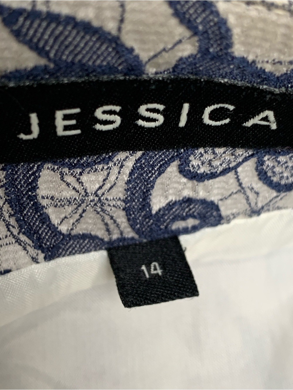 Jessica Embroidered Lace Mini Skirt Sz 14 Ivory Blue Floral Wedding Jacquard