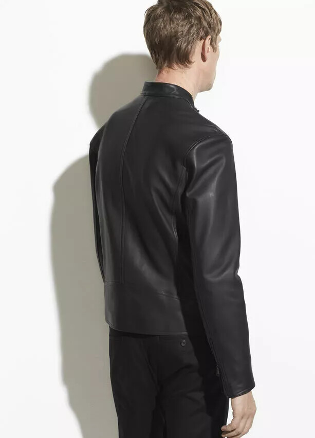 Black Leather Jacket Men Pure Lambskin Biker Moto Size XS S M L XL XXL 3XL 4XL