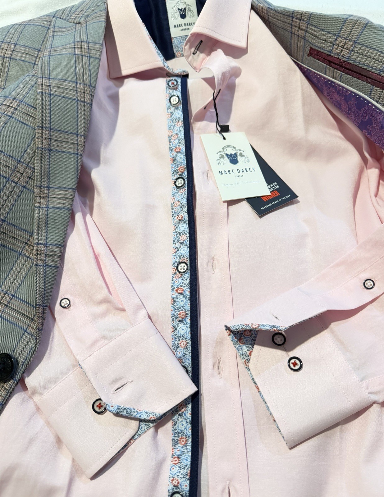 Marc Darcy Alfie Men’s Pink Dress Shirt M 16″ Neck 36/37 Sleeve Cotton