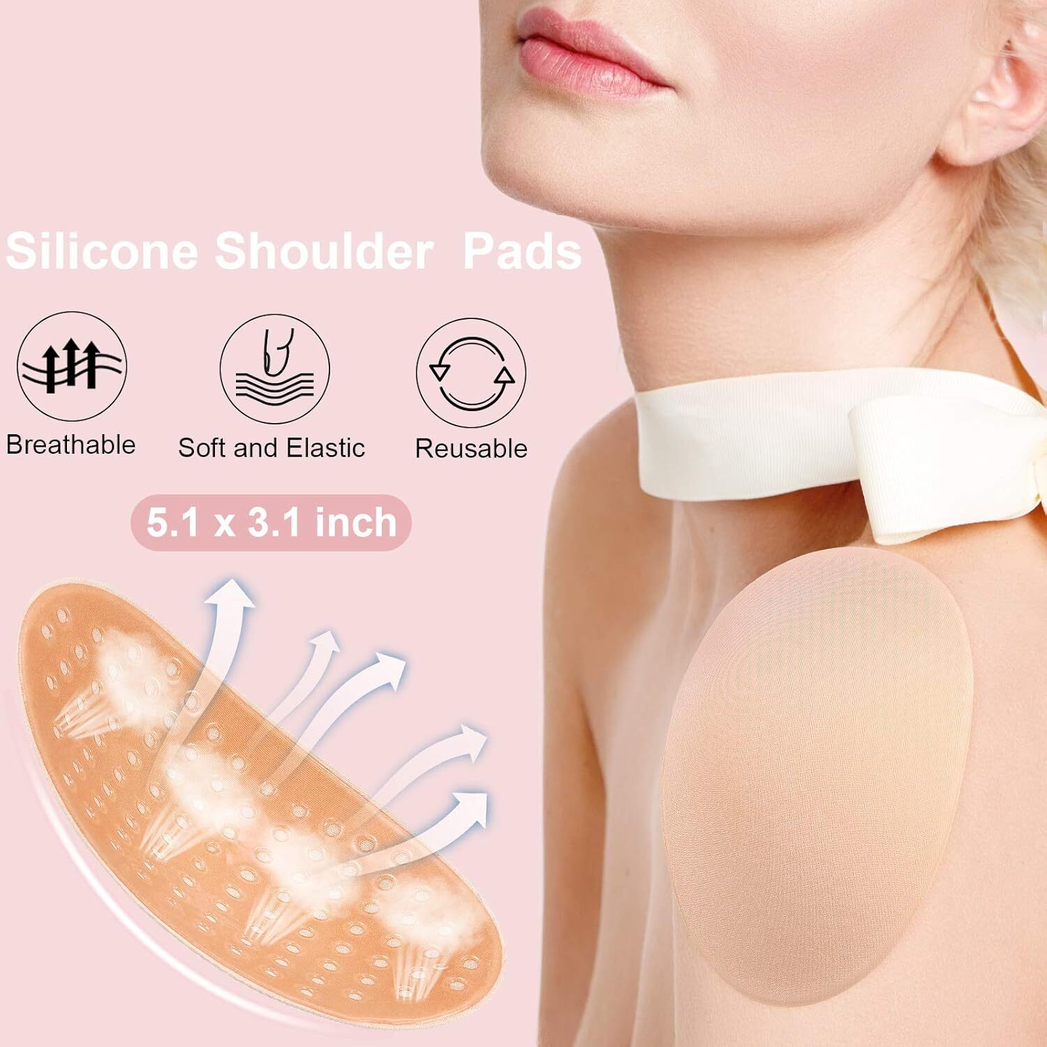 2Pairs Women Shoulder Pads Push up Soft Adhesive Silicone Shoulder Pads Anti USA