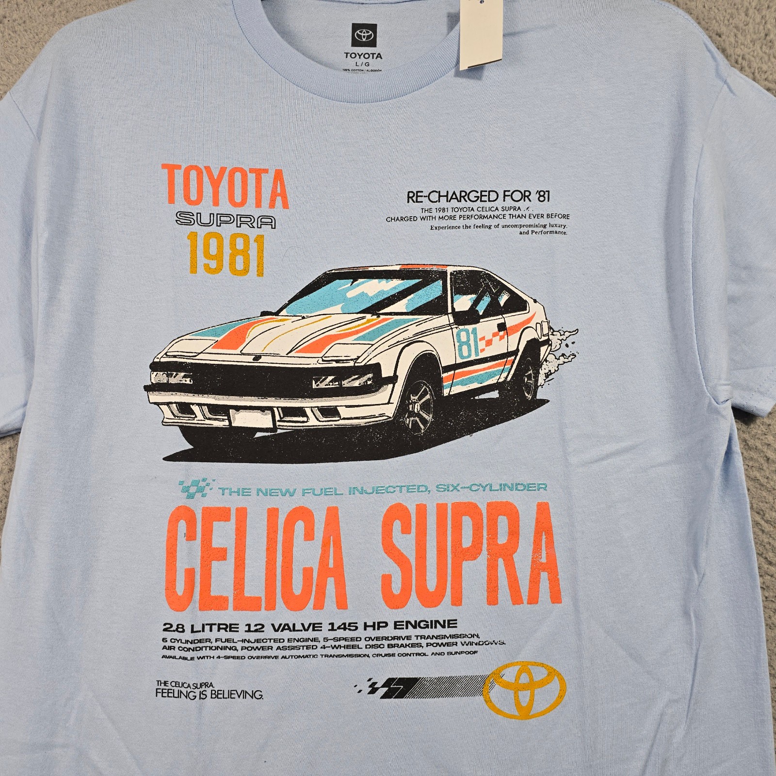 Toyota Supra Celica Shirt Mens Large Blue JDM Tuner 1981 Casual Race Car NWT