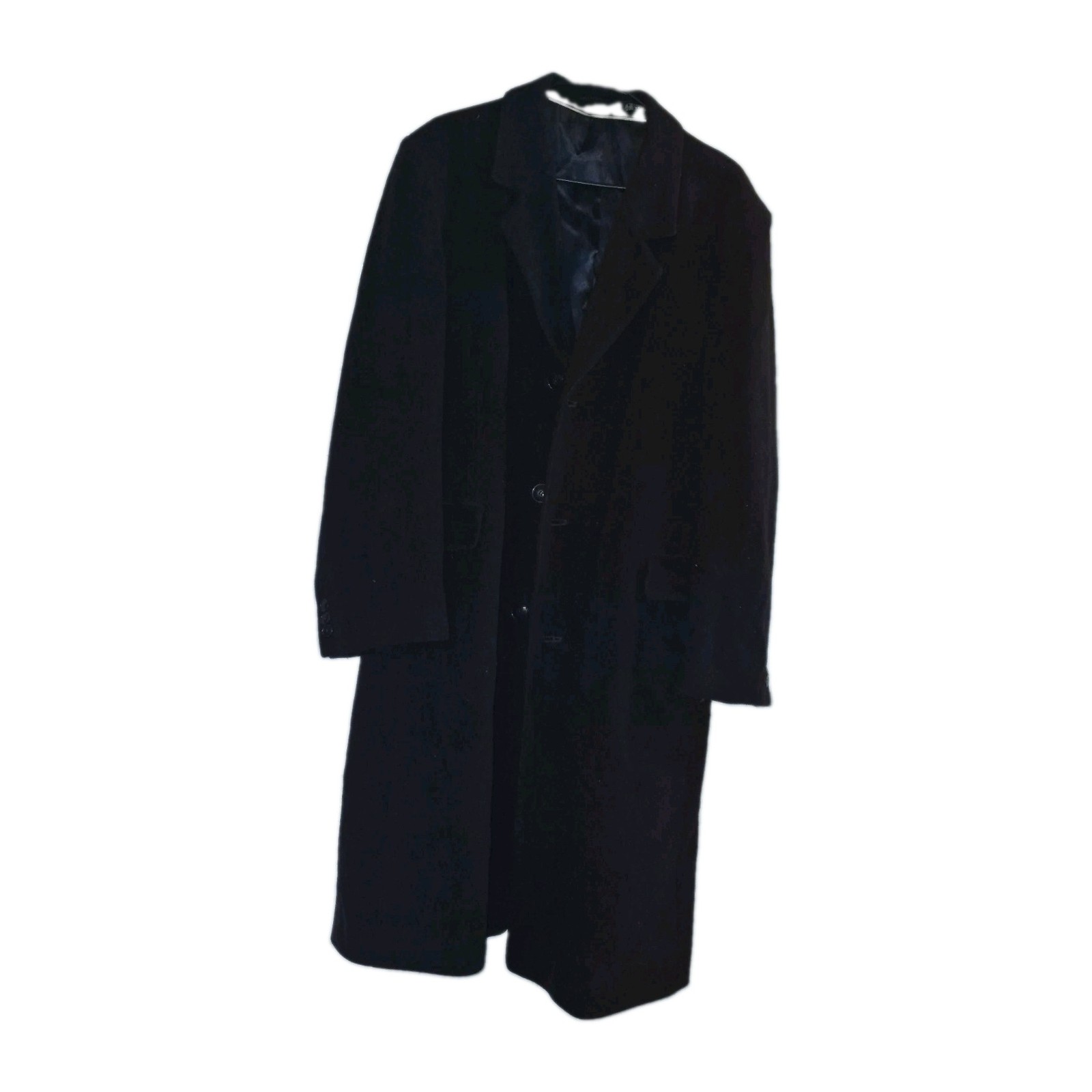 VINTAGE TELLER CASHMERE COAT MADE IN HUNGARY LONG NAVY BLUE BUTTON DOWN XL