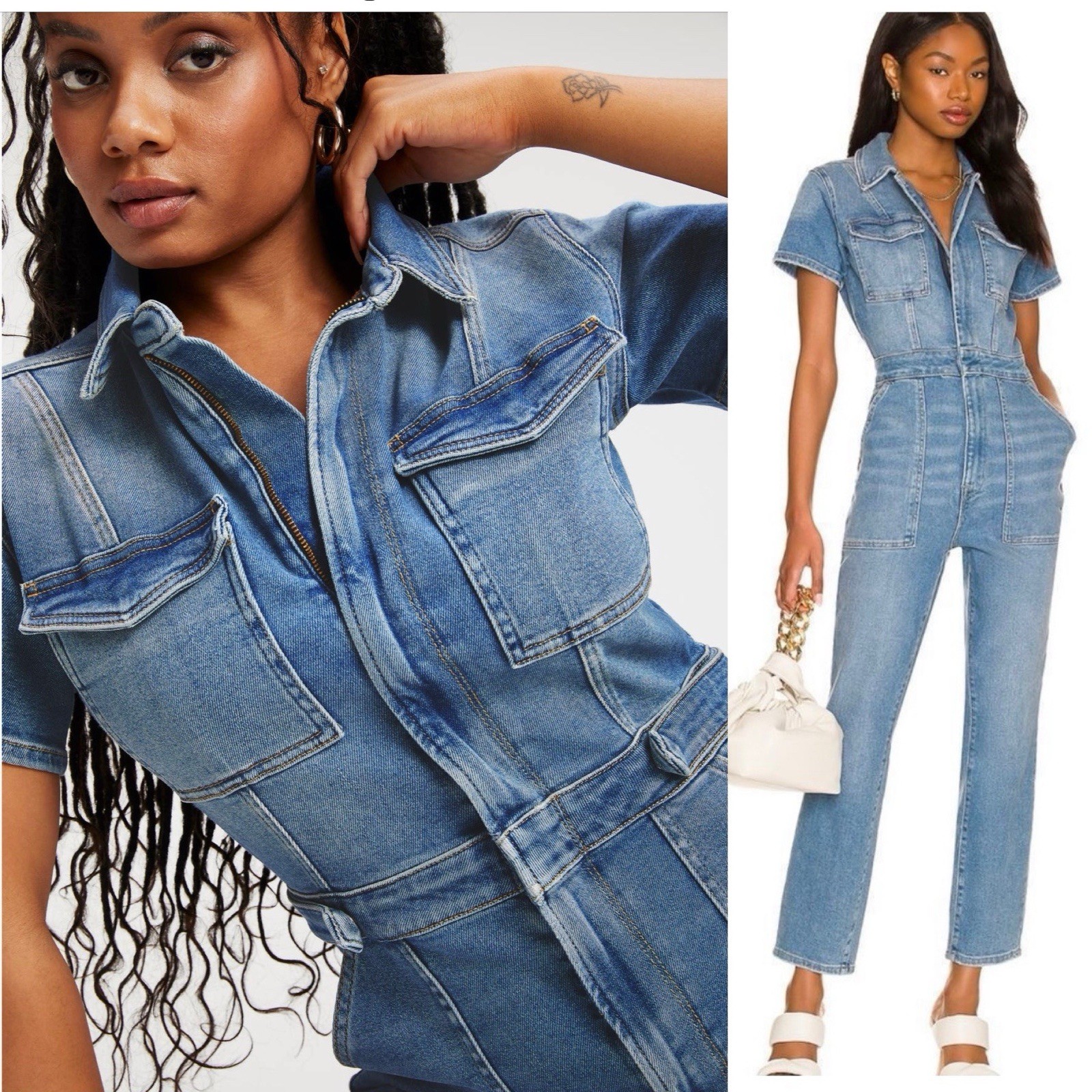 NWT Good American Fit For Success Denim Jumpsuit Size Petite M NWT