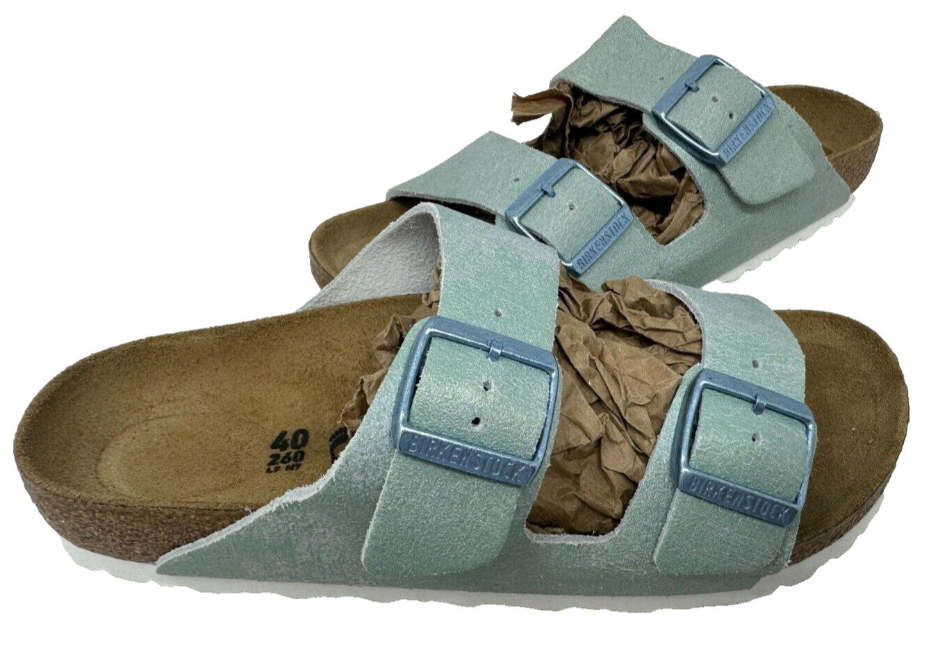 Birkenstock Women’s Arizona Double Buckle Sandals Metalic Mnt Narrow Size:8 110Q