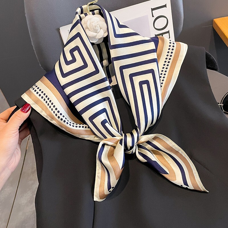 100% Mulberry Silk 27″ Square Scarf Women Neckerchief Wrap Fashion Style Striped