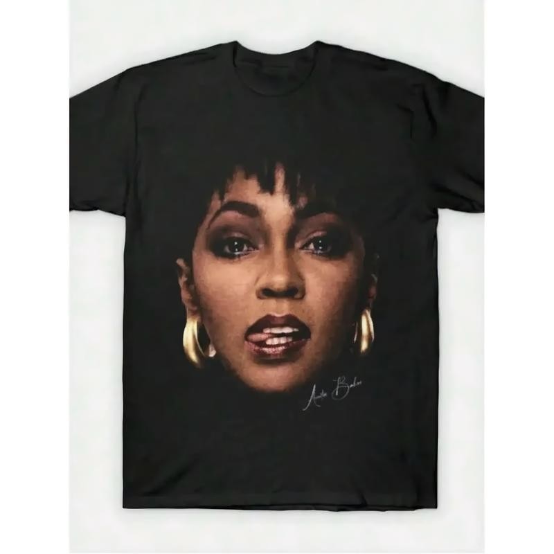Anita Baker Vintage R&B Singer Portrait Graphic T-Shirt, Soul Music Fan Tee, Cas