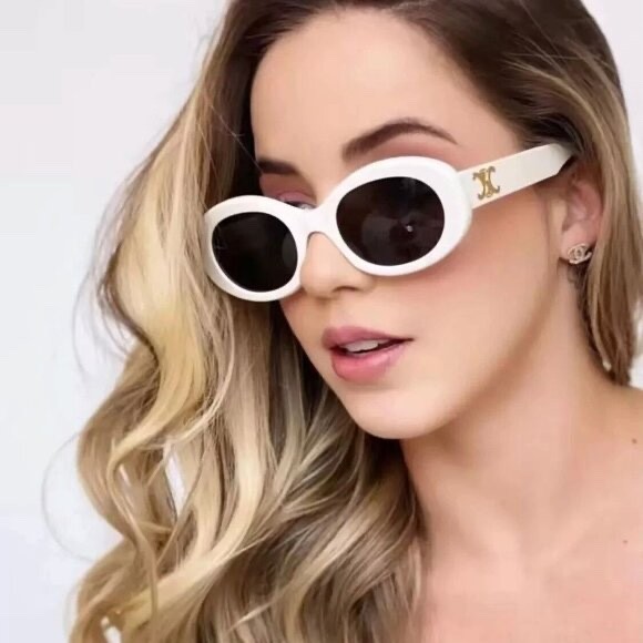 Celine CL40194U 25A White Frame / Grey Lens Oval Oversized Sunglasses