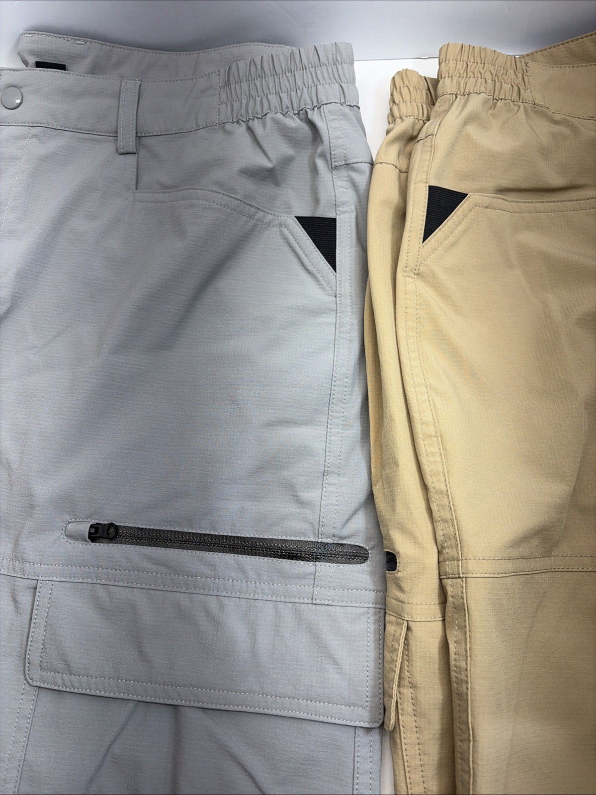 2-Tacvasen Men’s Tan/Black Hiking Shorts Quick Dry Cargo Zip Pockets SZ 36