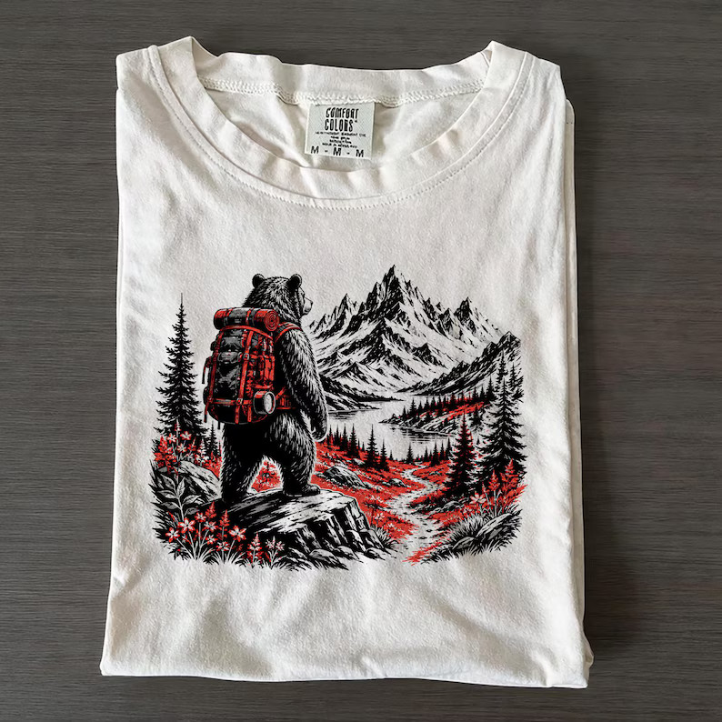 Bear Mountain Hiking Backpacking Comfort Tee Nature Outdoor Graphic