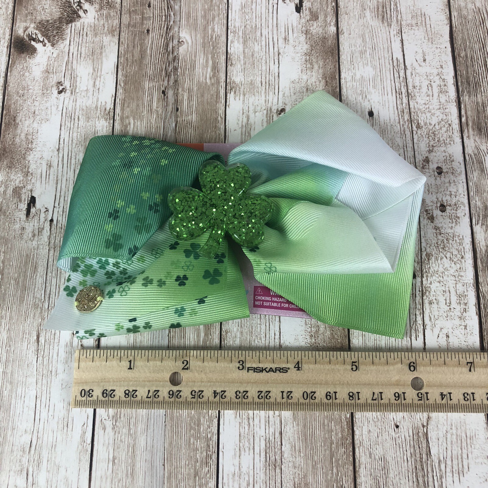 JoJo Siwa Hair Bow St Patrick Day Glitter Shamrock Green Alligator Clip New