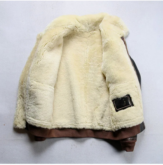 Men’s Sheepskin Shearling Leather G1 G-1 Aviator Military Flight Bomber Jacket