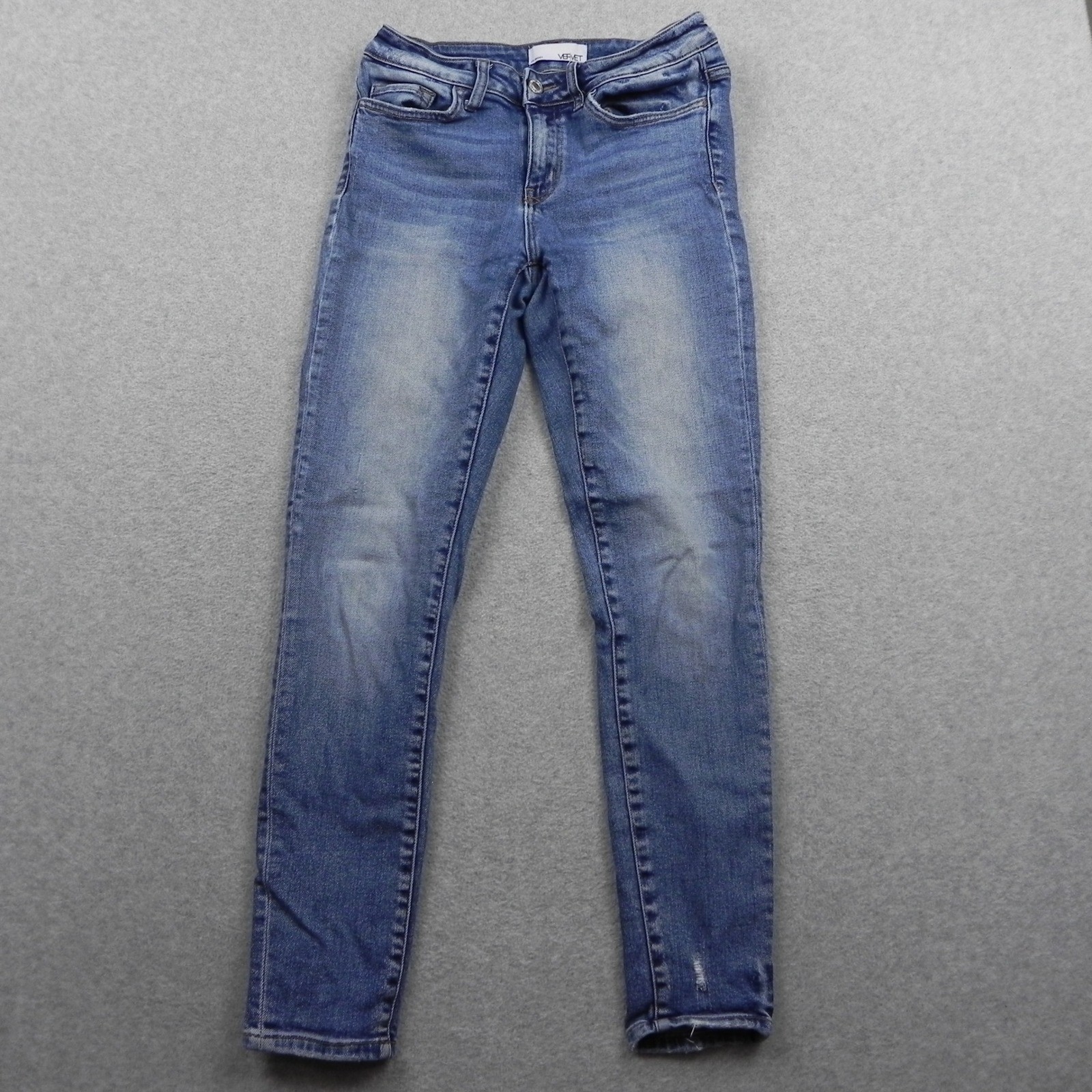Vervet Jeans Women 26 Skinny VT766 Blue Medium Wash Distressed Denim Skinny Leg