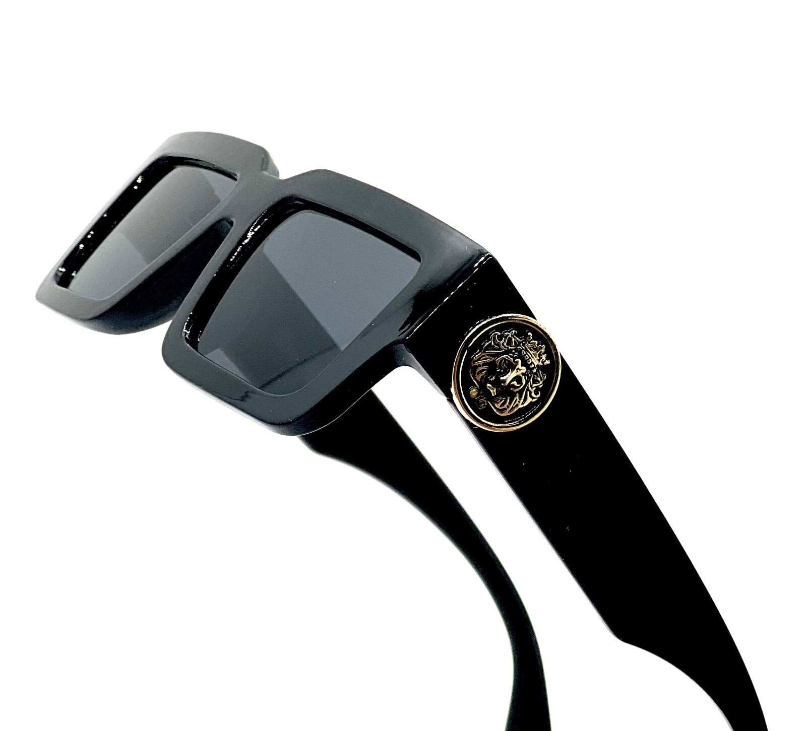 MEN GOLD LION HEAD MEDALLION SUNGLASSES CLASSIC CASUAL RETRO DESIGNER OUTDOOR