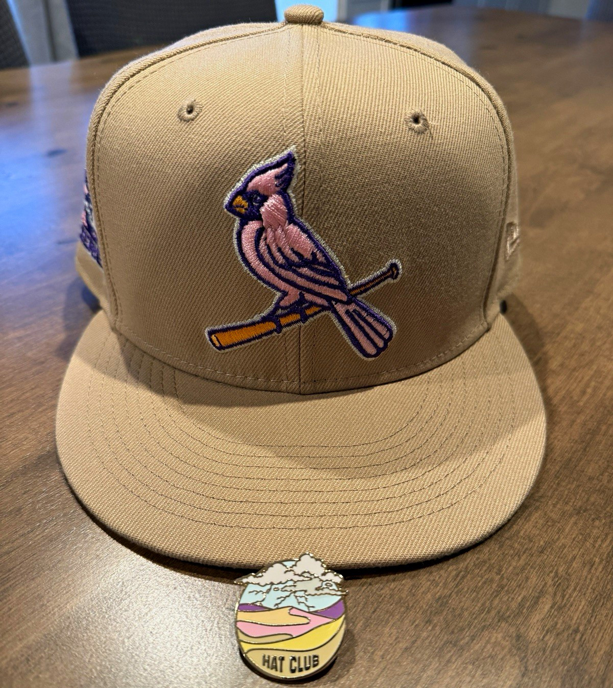 New Era 59FIFTY St. Louis Cardinals Beige Pink Brim Fitted Cap Men’s 7 3/8