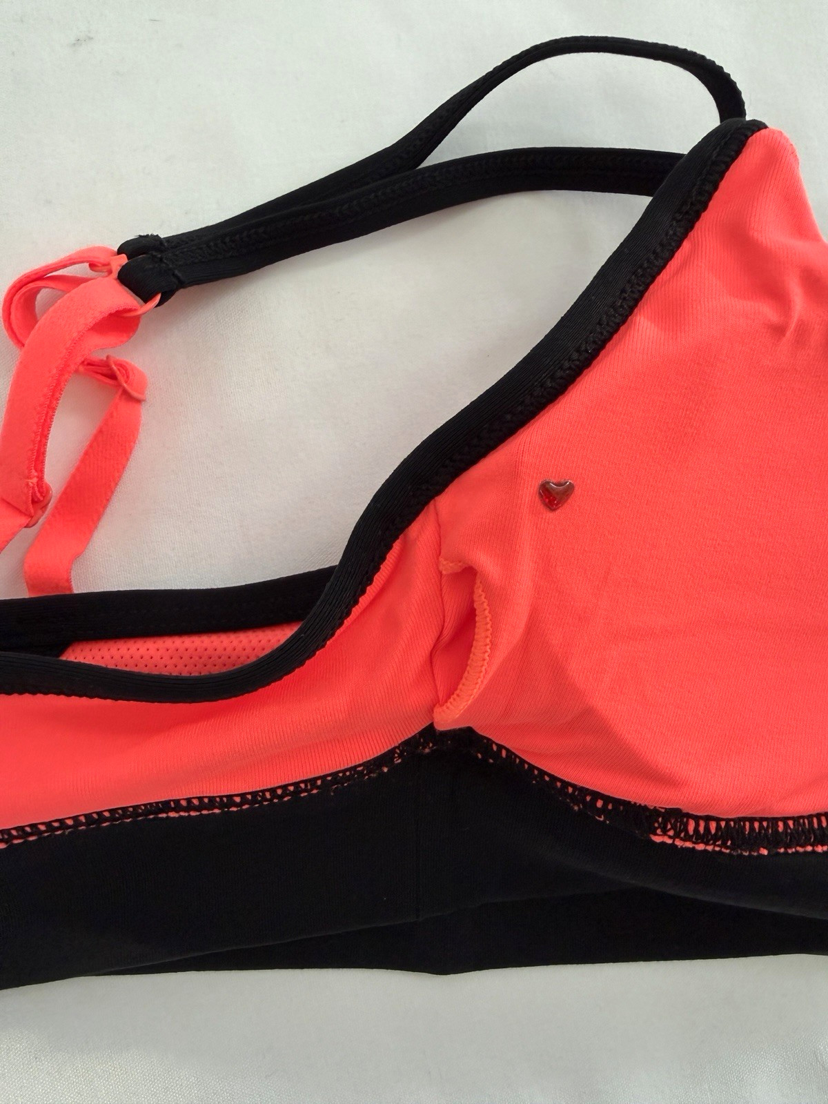 NEW LORNA JANE Sports Bra SZ MEDIUM Mesh Panel Support Workout Top in TANGERINE