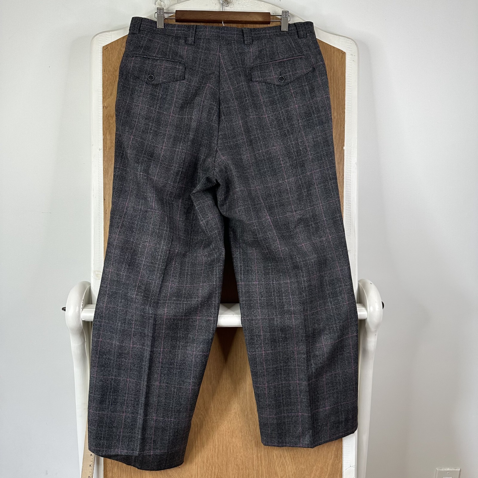 Tiglio Rosso Suit Mens 42R Gray Windowpane 1 Button Wool Super 150 34×28 3 Piece