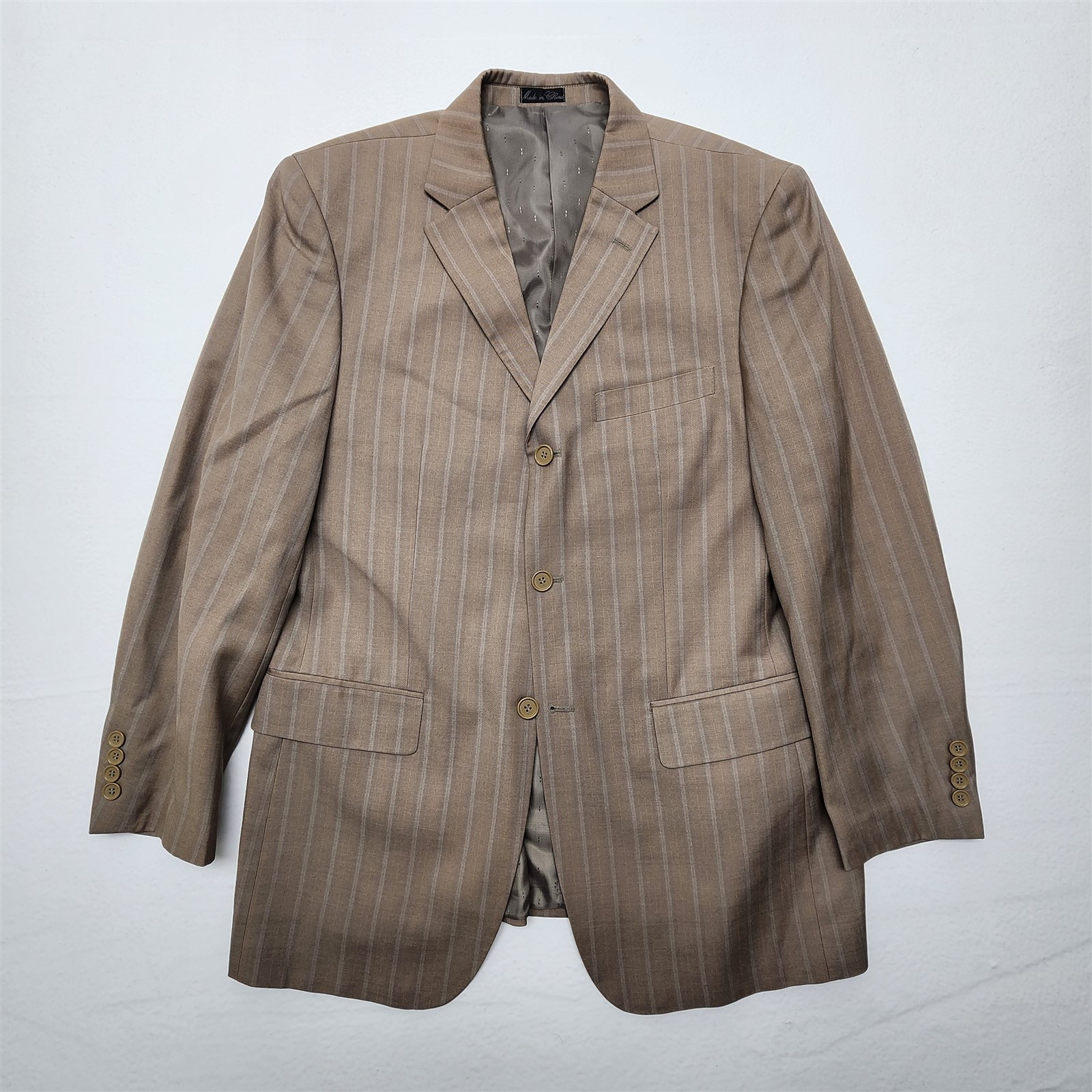 Lineage 40R 32×30 Brown Striped 3Btn 2Pc Mens Jacket Pants Suit