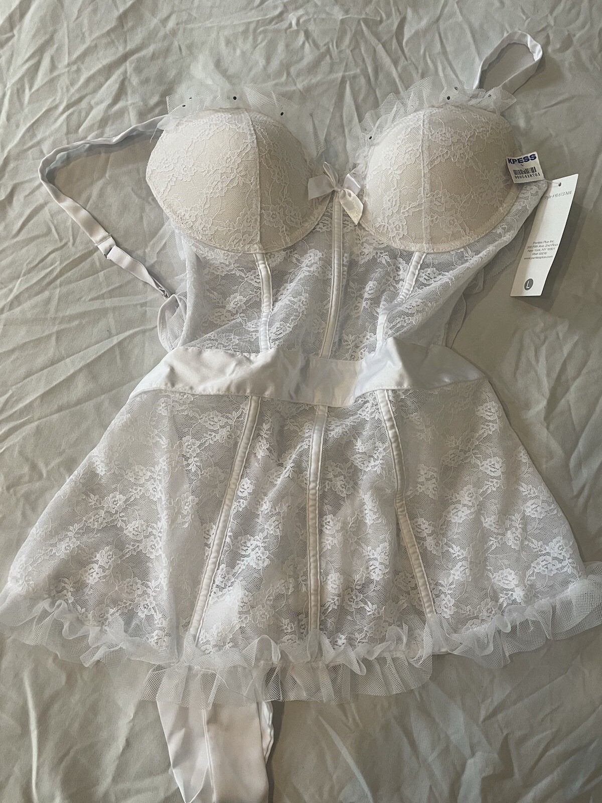 Kathy Ireland Intimates Large NWT White Lace Bridal Lingerie Wedding Honeymoon
