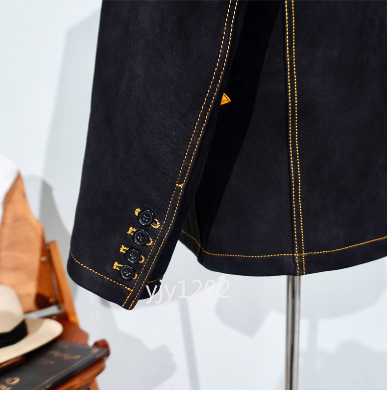 Vegetable Tanned Polished Cowhide Classic American Retro Western Leather Jacket