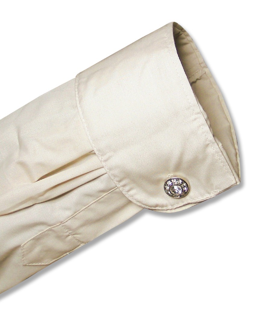 Mens Solid Beige Brown Color Dress Shirt with Convertible Cuffs sz 15 1/2 32/33