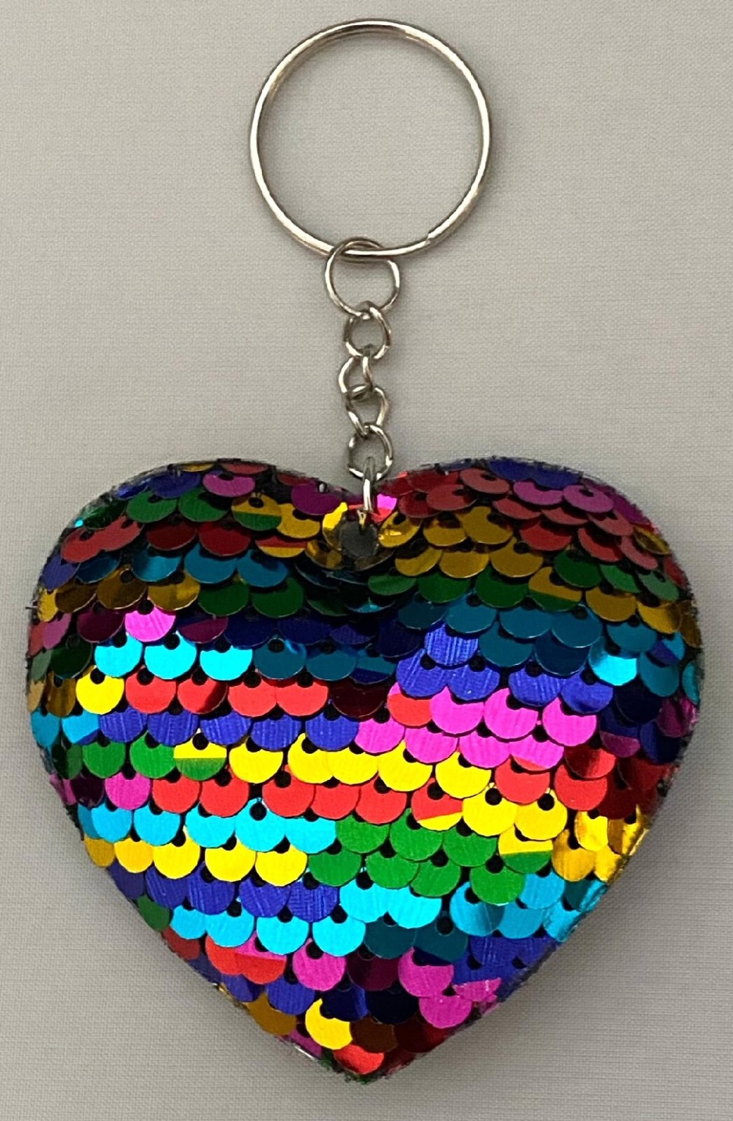 PUFF SPONGE HEART KEY CHAIN SEQUINS SELECT COLOR FREE USA SHIPPING