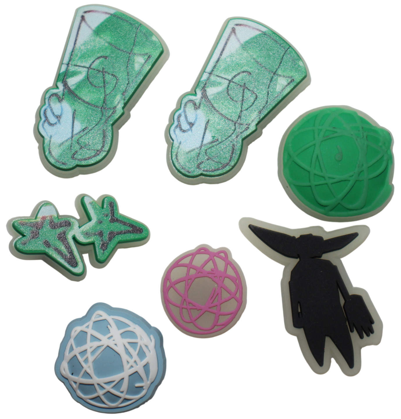 Futura Laboratories FL Crocs Jibbitz – Set of 7 – Glow in the Dark Shoe Charm